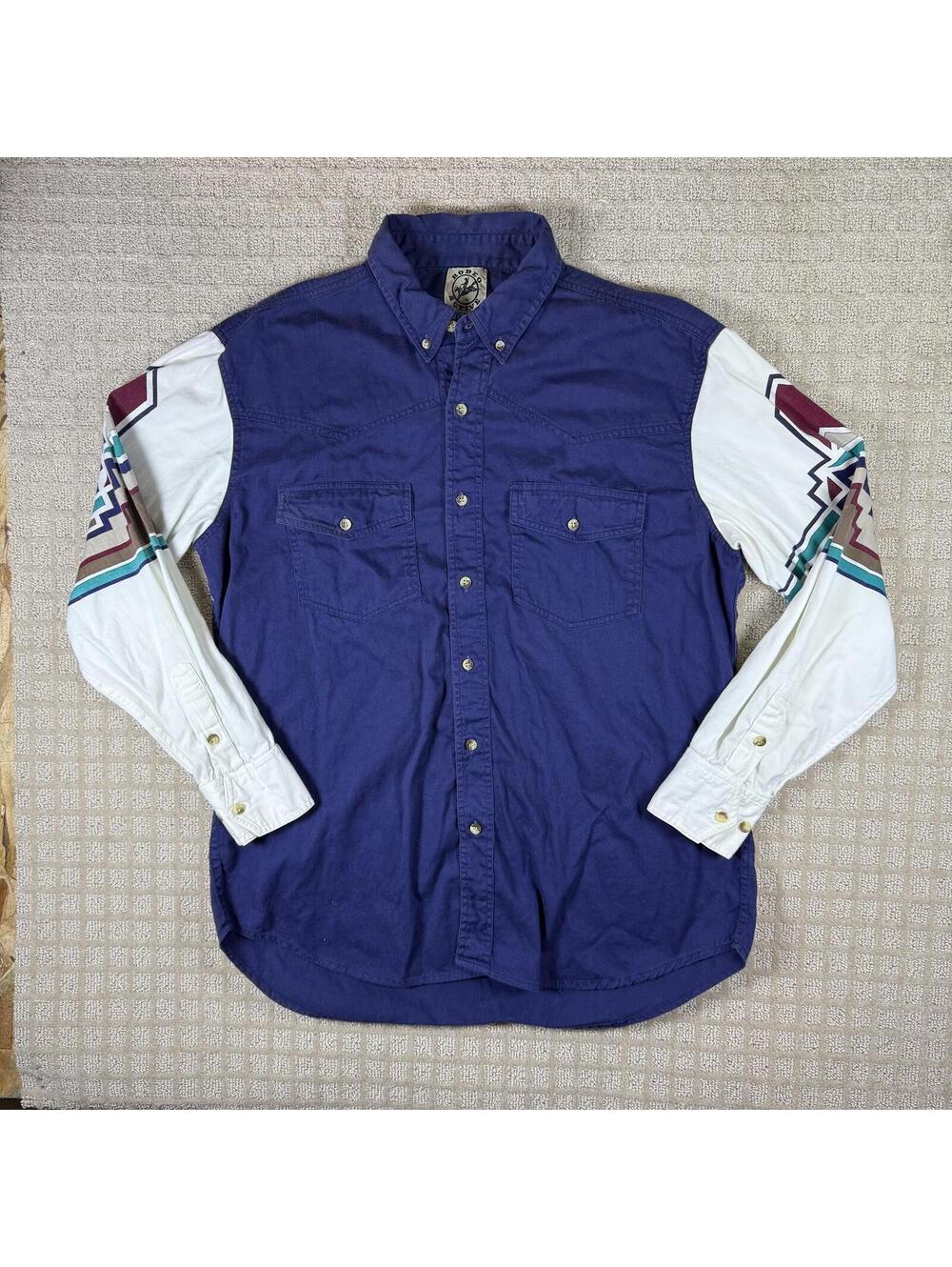 Vintage Rodeo Active Western Cowboy Shirt Large Aztec